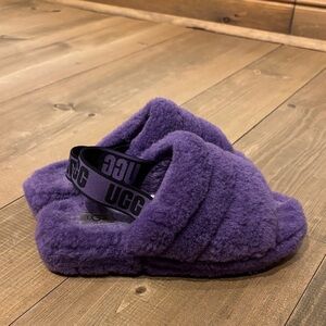 UGG Violet Plush Shearling Slide with Logo Heel Strap